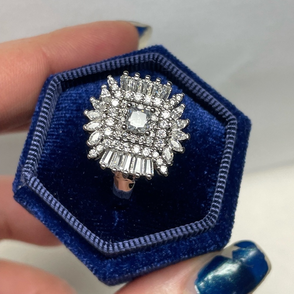 Silver Cluster Statement Ring - Picture 8 of 17